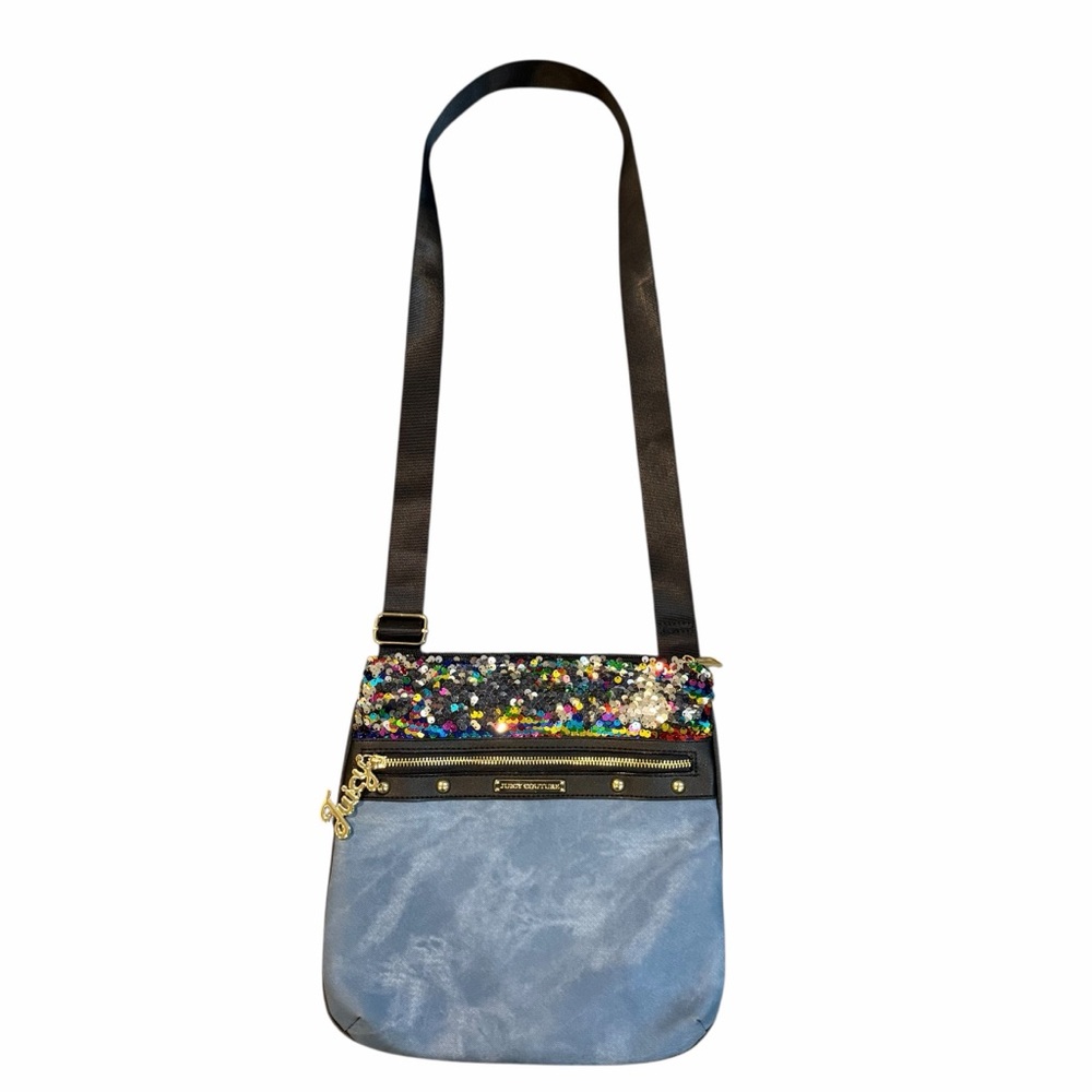 Juicy Couture Disco Denim Look Sequin Crossbody Bag | PVC Faux Denim Y2K Purse